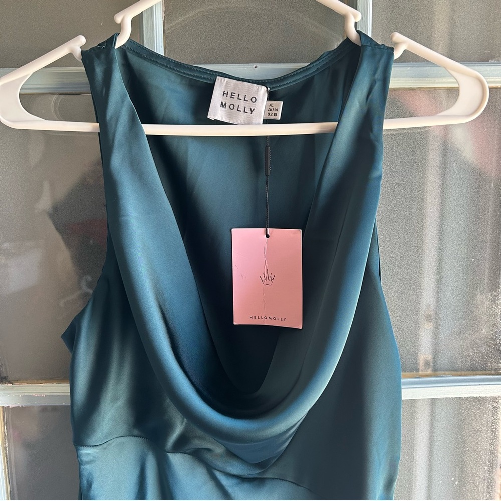 NWT Hello Molly Cowl Neck Formal Long Maxi Dress Bridesmaid Gown Teal Green XL - Picture 7 of 11